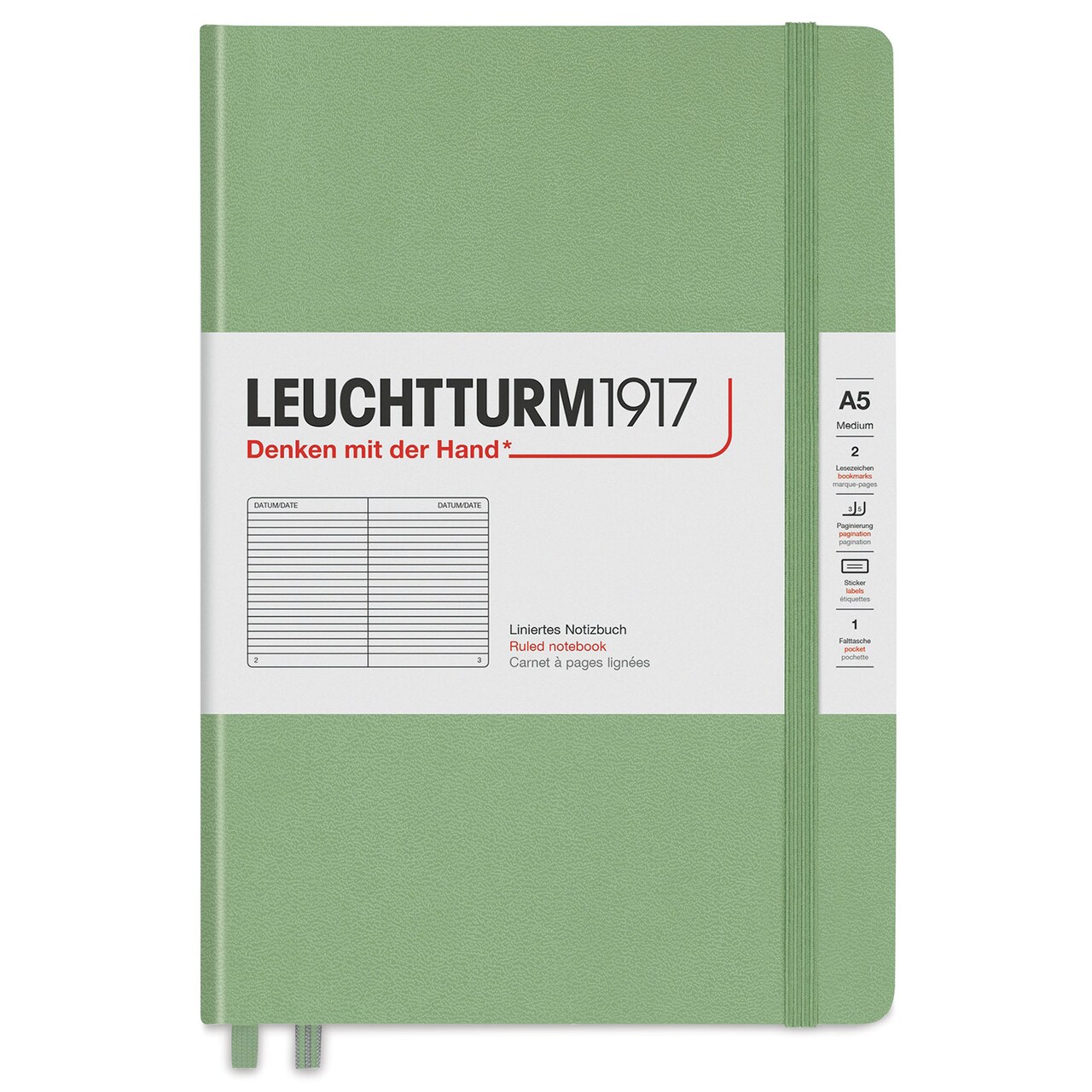 Leuchtturm1917 Ruled Hardbound Notebook - Sage, 5-3/4" x 8-1/4"